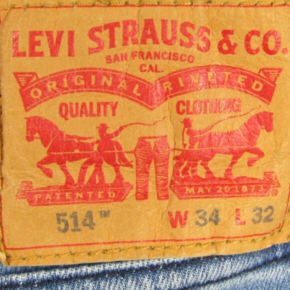 LEVI'S | MEN'S | 514 | 34W - 32L | BLUE JEANS - Picture 3 of 3